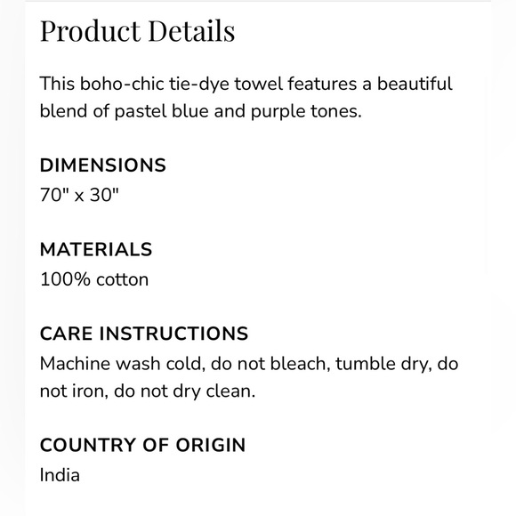 *NWOT* L*Space Tie-Dye Towel - Picture 6 of 9